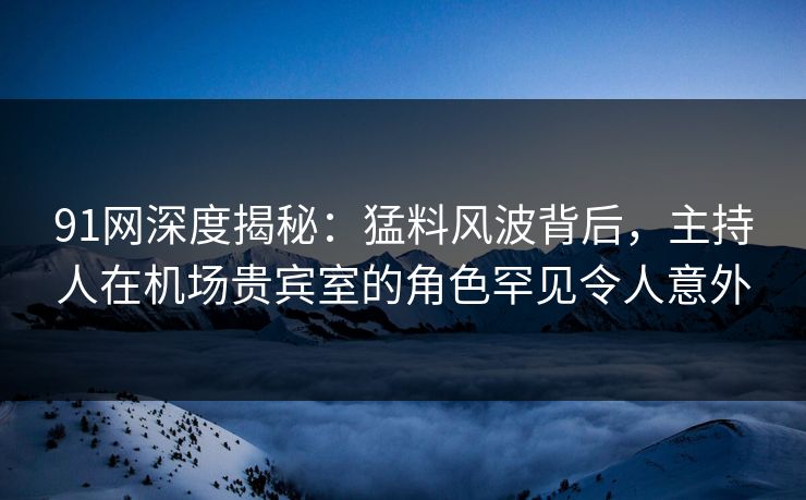 91网深度揭秘：猛料风波背后，主持人在机场贵宾室的角色罕见令人意外
