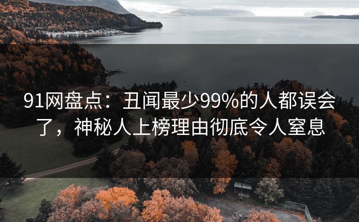 91网盘点:丑闻最少99%的人都误会了,神秘人上榜理由彻底令人窒息