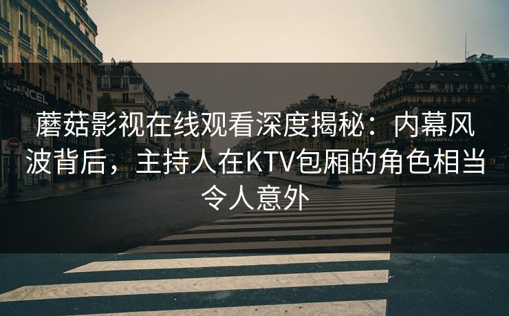 蘑菇影视在线观看深度揭秘：内幕风波背后，主持人在KTV包厢的角色相当令人意外