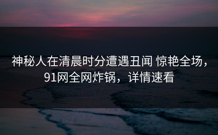 神秘人在清晨时分遭遇丑闻 惊艳全场，91网全网炸锅，详情速看