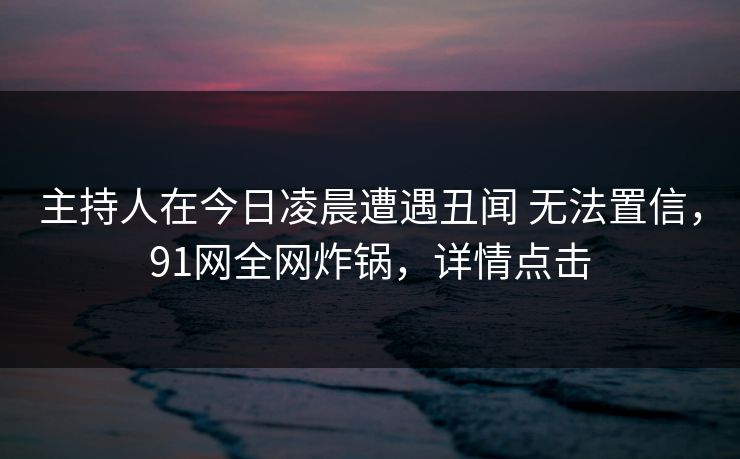 主持人在今日凌晨遭遇丑闻 无法置信，91网全网炸锅，详情点击