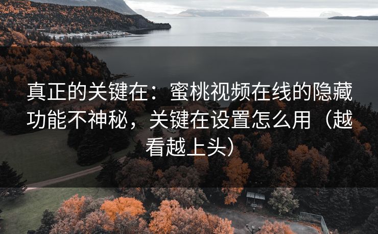 真正的关键在：蜜桃视频在线的隐藏功能不神秘，关键在设置怎么用（越看越上头）